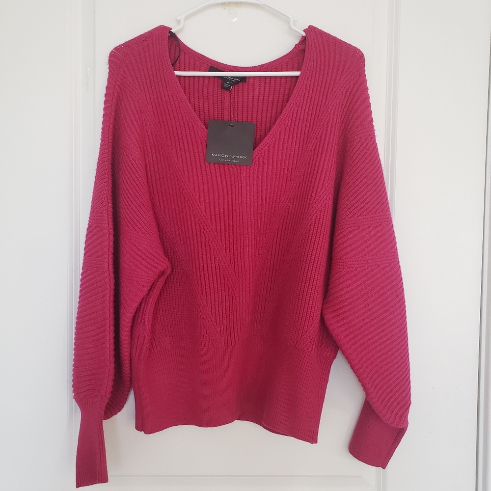 Marc Newyork Knit Sweater Sangria Medium NEW
